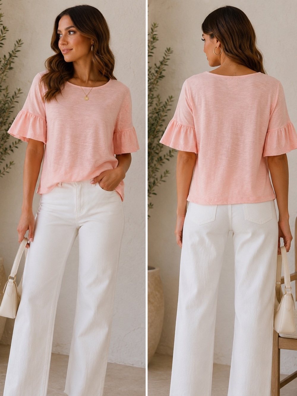 ZARA Pink Ruffle Sleeve Top – Soft Feminine Coquette Blouse – Size S